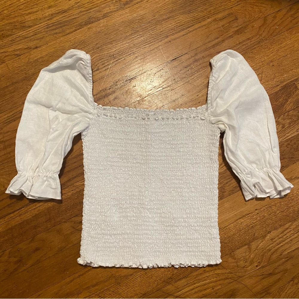 REFORMATION WHITE LINEN TOP